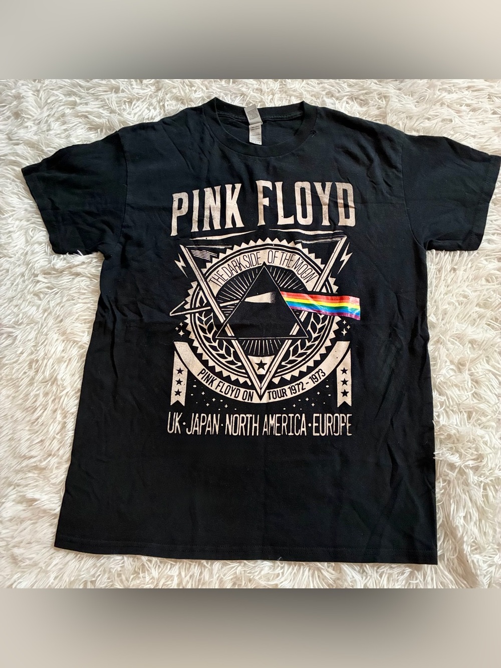 Pink Floyd 1973 Dark Side of The Moon Tour Rock Band Graphic Tee T-Shirt Black M